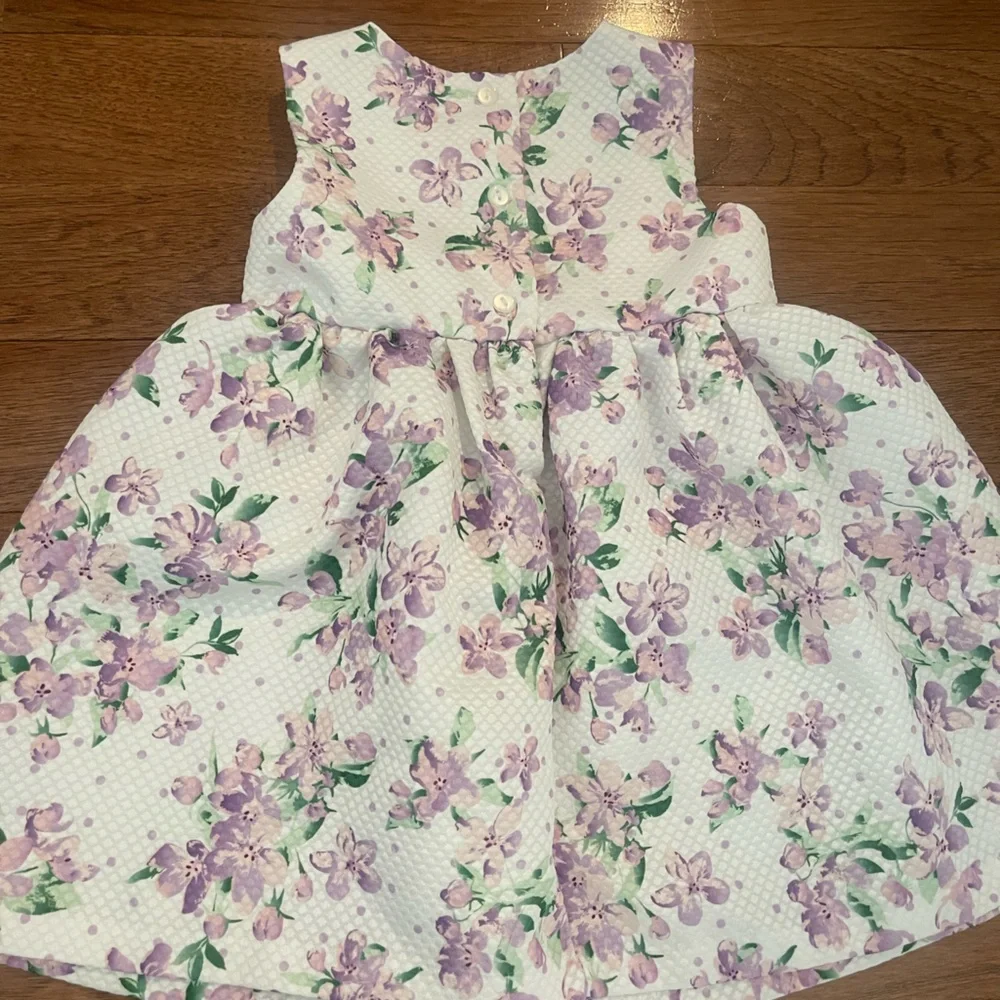 Bonnie Baby Lavender Polka Dot Kids Coat and Matching Floral Dress - Picture 5 of 9